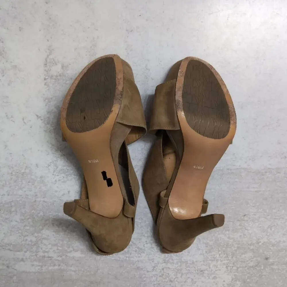 Diane von Furstenberg Zia Crisscross Suede Platform Heels Slingback Sandals 9.5M